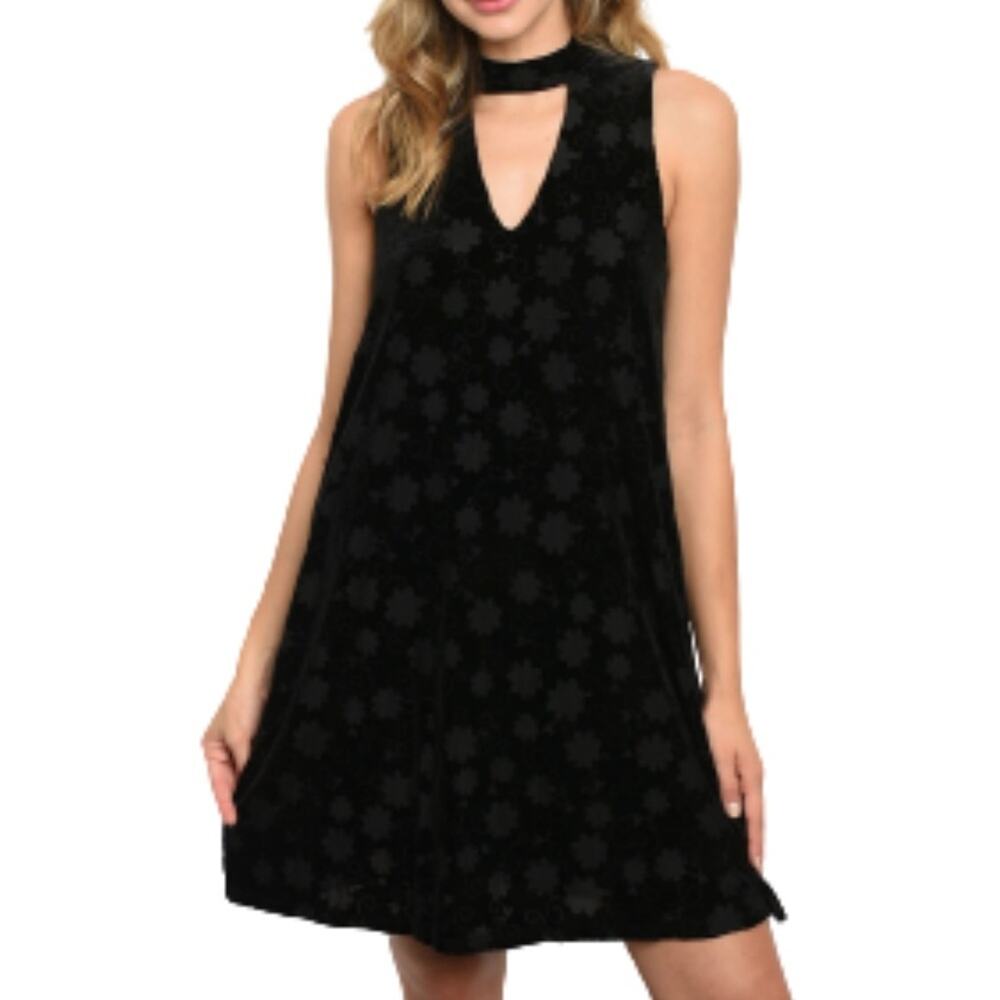 Black Velvet Cut Out Dress Size Medium